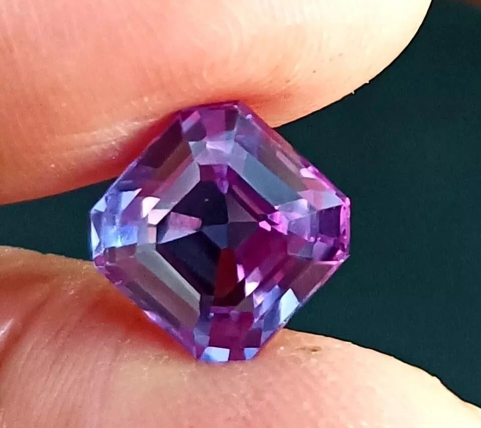 10.27 Ct Natural Asscher Cut Bi-Color Change Sapphire Loose Gemstone for Jewellery Making - 12x12x7 MM