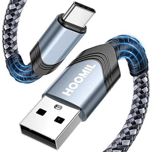 HOOMIL USB A to USB C Cable, 6.6FT Fast Charging Type C Cable for iPhone 17/16/15, Samsung Galaxy, Google Pixel, Moto, and More - Gray