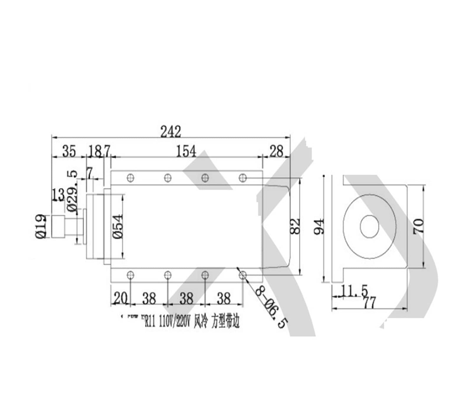 Maszyna do Grawerowania, 1.5kw/2.2kw 18000 obr/min/24000 obr/min chłodzony powietrzem silnik wrzeciona cnc + 1 zestaw ER11 lub ER20 tuleja zaciskowa do CNC(2.2KW400HZ 24000RPM)
