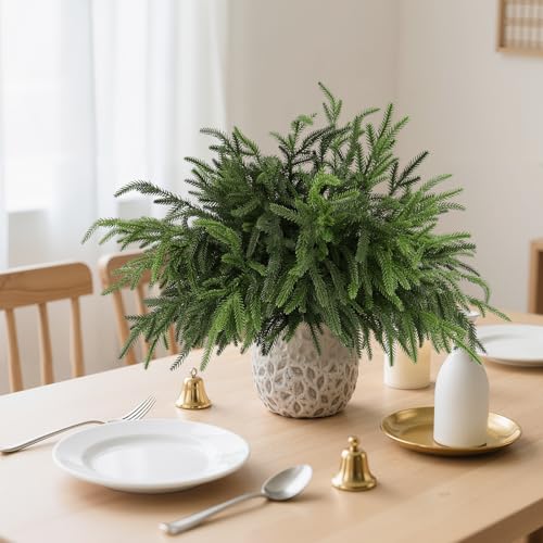 12Pcs Realistic Norfolk Pine Branches -18Inch Artificial Real Touch Christmas Pine Stems Picks Greenery Fake Pine Branch for Vase DIY Crafts, Xmas Indoor Outdoor Home Decor by Wsorik - Image 4