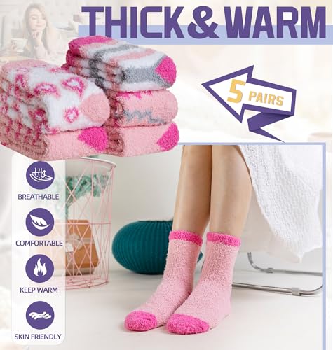 Image of DoSmart Fuzzy Socks For Women Slipper Warm Fluffy Soft Winter Cozy Plush Cabin Sleep Christmas Home Socks