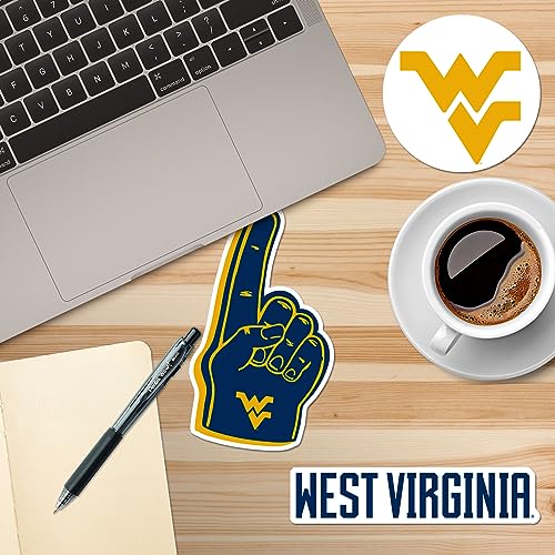Image of West Virginia University 9ct Vinyl Large Deluxe Stickers Variety Pack - Laptop, Water Bottle, Scrapbooking, Tablet, Skateboard, Indoor /Outdoor - Set of 9