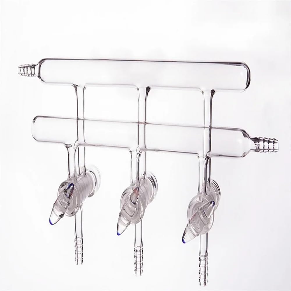 Vakuum-Gasverteiler mit doppelreihigen Rohren, Hohlstopfen, Verteiler, Vakuum/Inertgas, Ganzglas, Borosilikat(M401004)