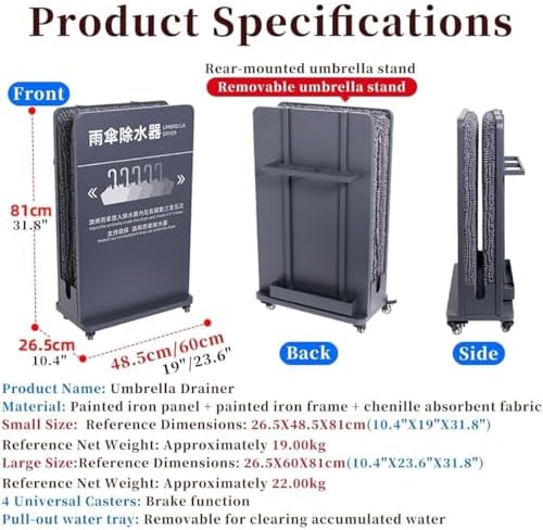 Commercial Wet Umbrella Dryer Stand with Drip Catcher, Rainwater Remover Drying Machine on Wheels, Customizable Logo, Double-Layered Umbrella Rack for Malls & Businesses