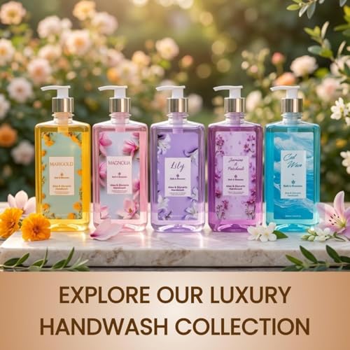 Image of Bath & Blossoms Jasmine & Patchouli Hand Wash 500 ml | Aloe Vera & Glycerin | Enriched with Rice & Cucumber Extract | Hydrating Gentle Hand Wash | Antibacterial formula | Vegan, Cruelty Free & 100% Paraben Free | Luxurious Hand Care