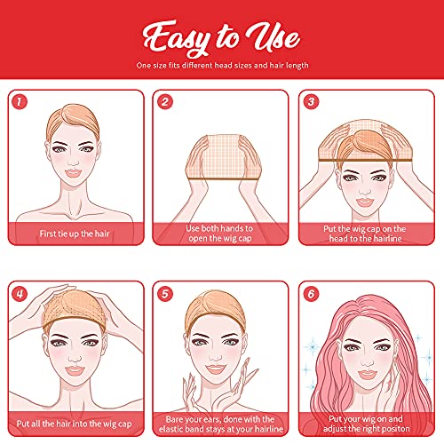 6 Pcs Stocking Wig Caps, Fandamei Light Brown Stocking Caps For Wigs, Stretchy Nylon Wig Caps For Women, Girls, Kids… #TOP5