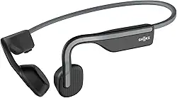 SHOKZ OpenMove – Fones de ouvido esportivos Bluetooth abertos, fones de ouvido sem fio de condução óssea, à prova de suor para corrida e exercícios, com pacote de adesivos, cinza