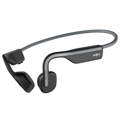 Shokz (AfterShokz) OpenMove - Open-Ear Bluetooth Sport Headphones - Bone Conduction Wireless Earphones - Sweatproof for Running and Workouts, with Sticker Pack (Grey) - 1-grey