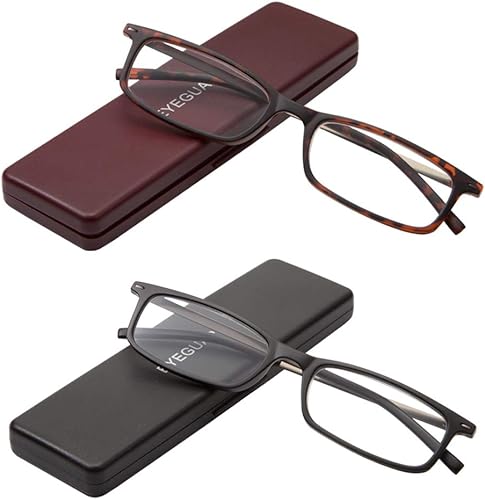 EYEGUARD Gafas de lectura con estuche portátil, mini lectores de bolsillo para mujeres y hombres