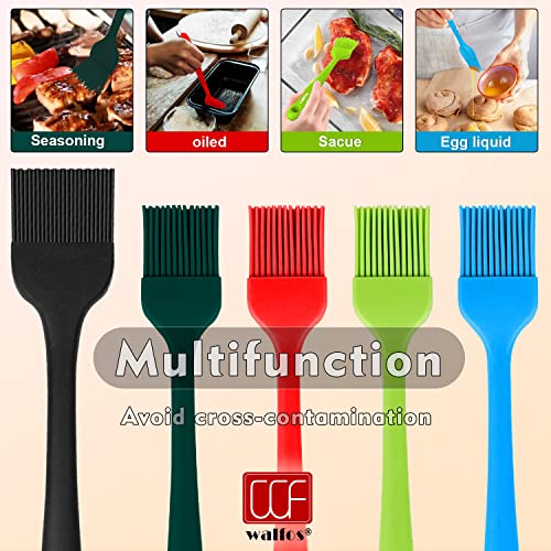 Image of Walfos Silicone Basting Brush Set, 5 Pieces Heat Resistant Pastry Brush, Perfect for Baking,BBQ Grill,Kitchen Cooking,Strong Steel Core and One-Pieces Design,BPA Free and Dishwasher Safe