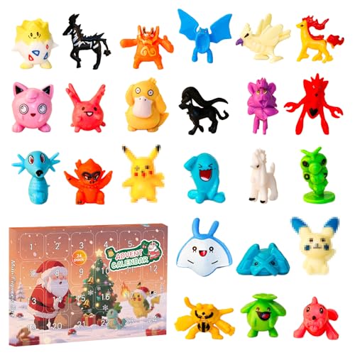 Oirigaga Adventskalender Mini-Figuren Set 24 Stück Zufällige Cartoon Anime Kleine Spielzeugfiguren für Kinder Weihnachts & Geburtstagsgeschenk mit Täglichen Überraschungen für Jungen und Mädchen