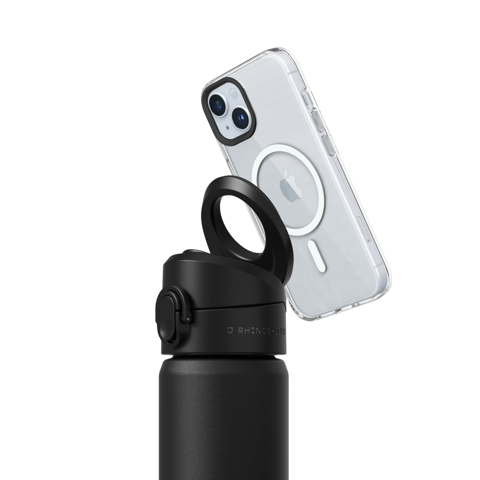 RHINOSHIELD Black AquaStand Magnetic Bottle 23 oz Round Mouth Stainless Steel Insulated Water Bottle Sport Bottle with MagSafe