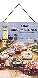  Blechschild 20x30cm gewölbt mit Kordel ADAC 1000km Rennen Nürburgring Retro Deko Geschenk Schild Tin Sign
