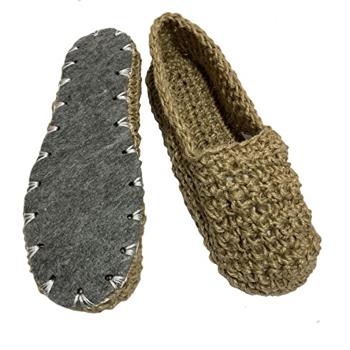 Hemp Knitt Home Slippers - Sole artificial felt - Women slippers - house slippers for women - knee high socks (8 US Women)