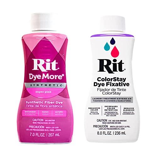 Rit DyeMore Kunstfaserfarbe für Kleidung, Dekor und Handwerk, 198 ml, Super Pink mit Farbfixiermittel