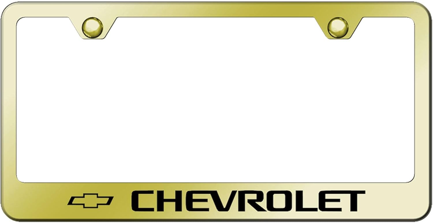 Au-TOMOTIVE GOLD Laser Etched Logo Stainless Steel License Plate Frame for Chevy (Black)