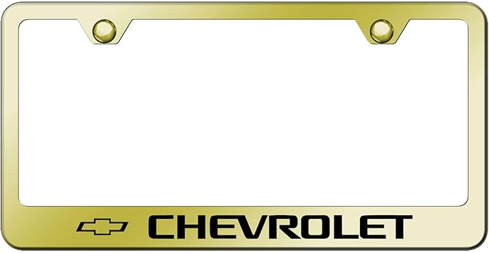 Au-TOMOTIVE GOLD Laser Etched Logo Stainless Steel License Plate Frame for Chevy Gold