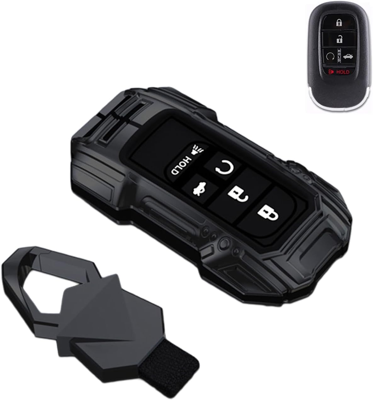Metal Key Fob Case Cover Full Protection Compatible for Honda Accord CRV Civic Hatchback Pilot HRV 2022-2024 (Gray)