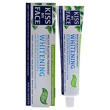 Kiss My Face Gel Teeth Whitening Fluoride Free Toothpaste, 4.5 Ounce