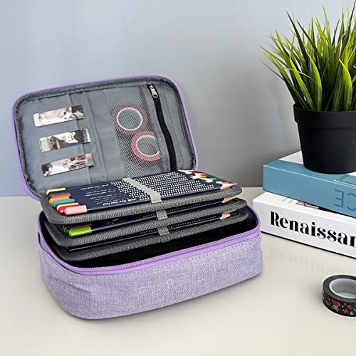 Image of allydrew Large Capacity 72 Slot Pencil Case for Colored Pencils, Stationery Pouch, Lavender