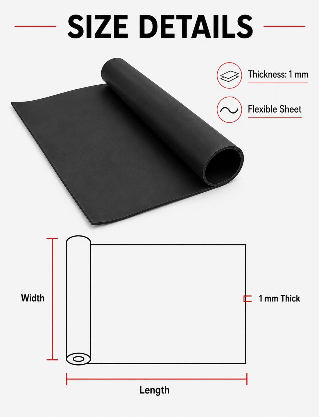 Lámina Caucho Negra 1mm Resistente Aceite Aislante Protector Suelo(100x380cm)