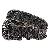 MINGSUN Rhinestones Belt for Women Men Full Grain Genuine Leather Western Cowgirl Cowboy Studded Bel