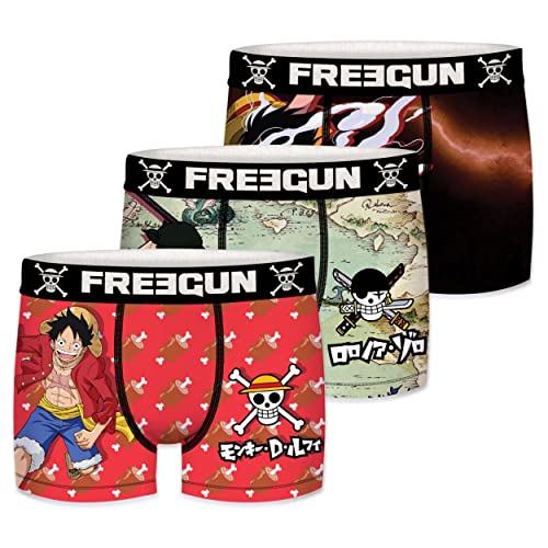 Boxer Enfant One Piece, Caleçon Garçon Luffy, Stretch et Ajustement Parfait (Lot de 3), Rouge, Noir, Taille 10/12 Ans