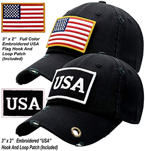 Image of Antourage American Flag Unisex Baseball Hat for Men and Women | USA Flag Mesh Snapback Cap with 2 Patriotic Patches