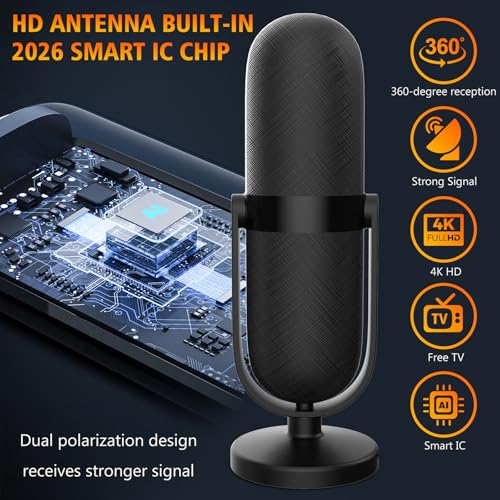 2026 Upgraded TV Antenna Indoor,TV Antenna for Smart with 360° Signal Booster Reception,Digital Antenna 3800+ Miles Range Support 8K 4K 1080p Televisions,HD Antenna for Local Channels-25ft Coax Cable by HDTTVVT - Used condition - Image 2