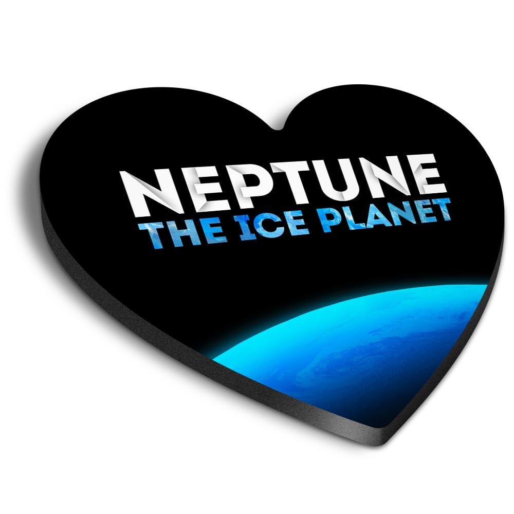 1x Heart MDF Magnet 6cm - Neptune The Ice Planet Solar System - Fridge Locker Office Whiteboard Toolbox #63214