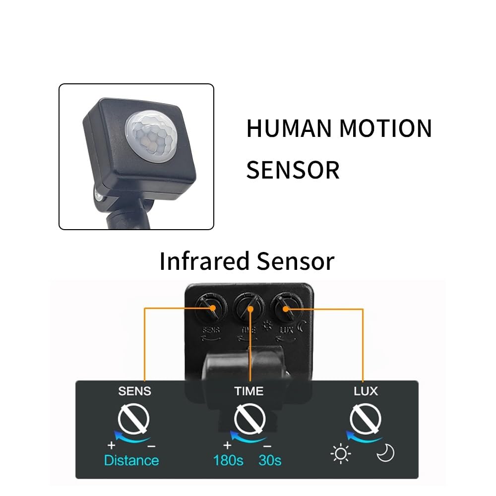 Focos exteriores, Reflector LED De 10W, 20W, 30W, 50W, 100W, Con Sensor Movimiento PIR Impermeable, Lámpara Pared For Exteriores, Foco Luz Inundación(Warm White,50W)