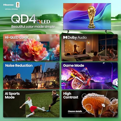 Image of Hisense 32-Inch Class QD4SR Series Hi-QLED HD Smart Roku TV (32QD4HSR, 2026 Model) - Hi-QLED Color, Dolby Audio, Compatible with Alexa, Full Array LED, Slim Bezel Design