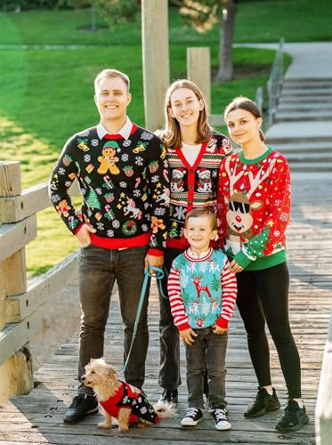 SoCal Look Youth Festive Ugly Christmas Sweater, Cute Tacky Holiday Teens Pullover, Funny Xmas Sweater for Big Boys & Girls3