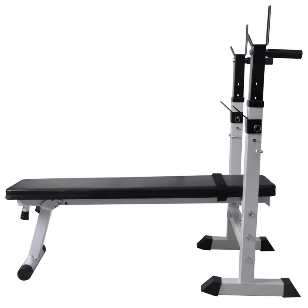 Festnight- Hantelbank mit Ablage, Langhantel und Kurzhantel-Set 60,5 kg | Stahl Fitnessbank | Trainingsbank Max. Belastung 100 kg