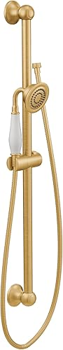 Moen S12107EPBG Weymouth - Ducha de mano tradicional de rendimiento ecológico con barra deslizante de 30 pulgadas y manguera de metal de 69
