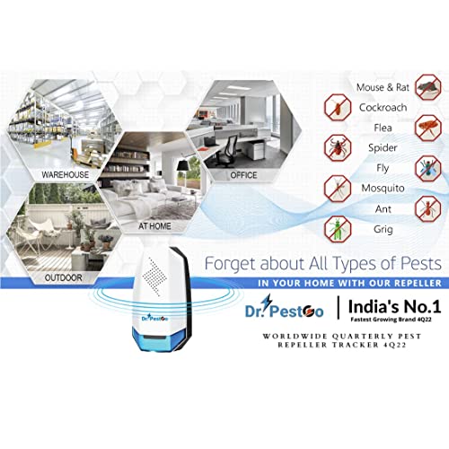 Image of Dr.PestGo Ultrasonic Electric Pest Repellent Machine to Repel Lizard, Rat, Cockroach, Mosquito, Home Pest & Rodent Repelling Aid for Reject Ants Insect Control (5X POWERFUL)