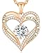 Collana Donna Cuore Regalo Gioielli Donna Pendente Argento 925 Placcata Oro con Pietra di Nascita per Festa Della Mamma Compleanno San Valentino per Lei Mamma Fidanzata Moglie con 5A Cubic Zirconie