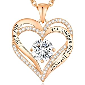 CDE Necklaces for Women Birthstone Pendant, Love Heart Rose Gold Plated Jewellery Gifts for Mum Her Wife Girlfriend Anniversary Birthday Mothers Day Christmas Valentine’s Day