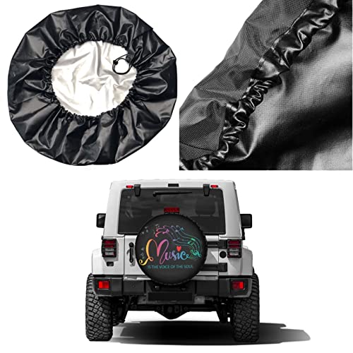 Image of Delerain Music Note Spare Tire Covers Waterproof Dust-Proof Spare Wheel Cover Universal Fit for Jeep, Trailer, RV, SUV, Truck and Many Vehicle (17 Inch for Diameter 31 inch-33 inch)