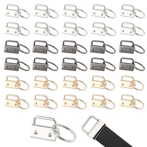 Wisebom Llavero de Muñeca 30 Piezas, Hardware para Llavero y Pulsera, Manualidades de Tela y Cordón de Bricolaje