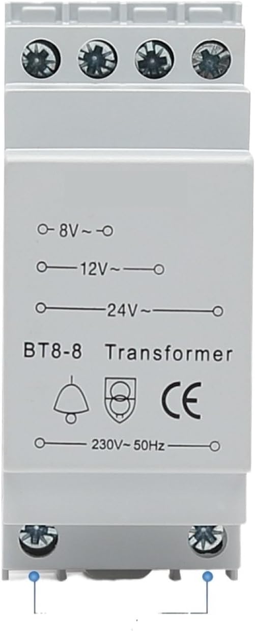 BT8-8 Doorbell Transformer 8/12/24V CE Approved Compatible with Ring/Bell/Bell Smart Rail Type doorbell Protector Rated Voltage