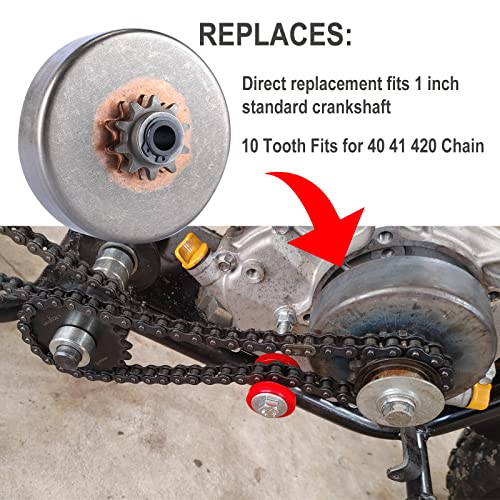 Batoneco 1" Centrifugal Clutch 1 Inch Bore 10 Tooth Fits #40/41 420 Chain For Go Karts Mini Bikes Lawnmower Heavy Duty Engines Up To 10Hp #TOP3