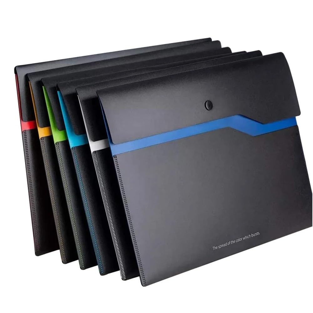 Organizzatore di cartelle Cartella for buste A4 Clip in plastica a doppio strato con chiusura a scatto Organizzatore di file documenti for l'home office scolastico(Blue)