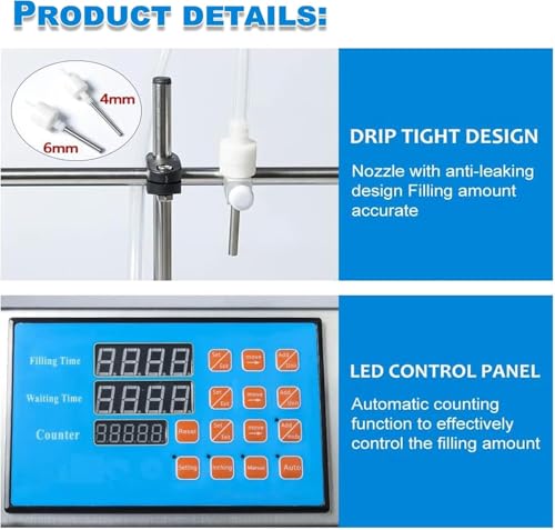 Máquina llenadora de Botellas Digital con Pantalla LCD, Velocidad Ajustable hasta 650 ml/min y Pedal para dispensar líquidos con precisión en Laboratorios, farmacias y Uso doméstico.