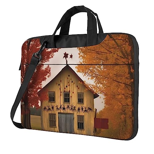 Sac informatique 14 pouces motif automne, sacoche de bureau noire élégante