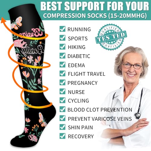 Image of Laite Hebe 3 Pack Medical Compression Sock-Compression Sock For Women and Men Circulation -Best for Running,Nursing,Athletic Sports