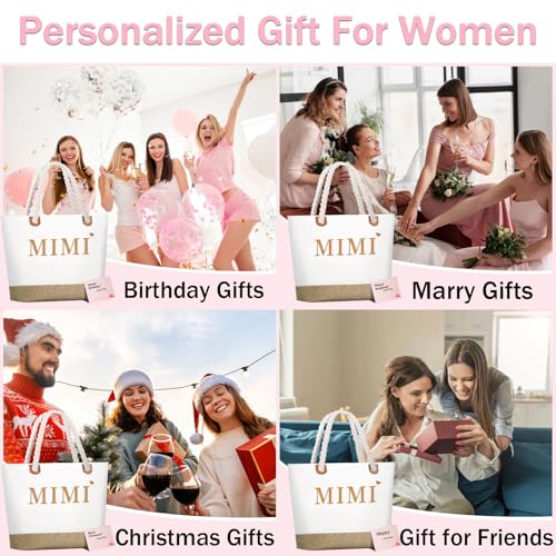 Image of GhvyenntteS Mimi Gifts, Birthday Gifts for Mimi Grandma, Mimi Bag with Zipper, Personalized Tote Bag - Perfect for Birthday, Mothers Day, Christmas