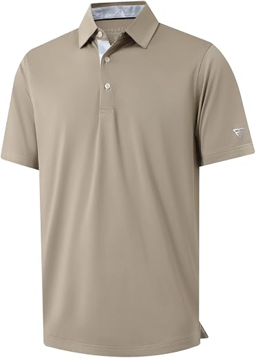 Golf Shirts for Men Dry Fit Short Sleeve Print Performance Moisture Wicking Polo Shirt