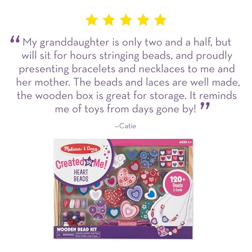 Melissa & Doug Jewellery-Making Kit, Multicolor, Sweet Hearts Bead Set, Over 120 Beads, 5 Cords - Image 6
