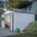 AEMSOFK 10 x 8 FT Outdoor Storage Shed, Metal Shed with Lockable Doors, Water-Resistance & UV-Resistance Metal Sheds & Outdoor Storage House for Patio Garden Lawnmowers,Practical Tool
